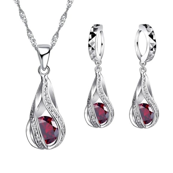 Jewelry - 💎 Tear Drop Necklace  Earrings 925 Sterling Silver Set Gift